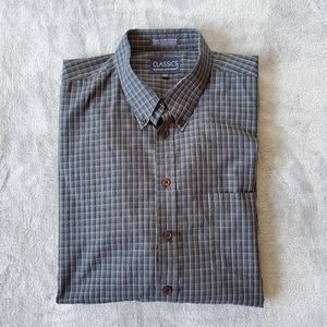 Falcon Bay Sportswear Classics Men's Dark Blue Check Button Down Dress Shirt